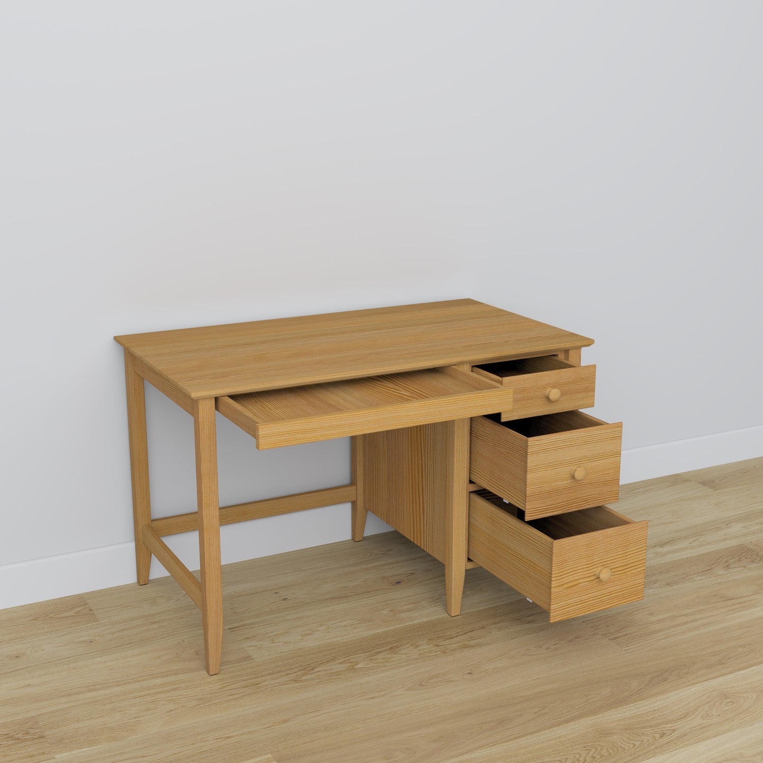 Desk 3S pine natural pine – open drawers, document storage compartments