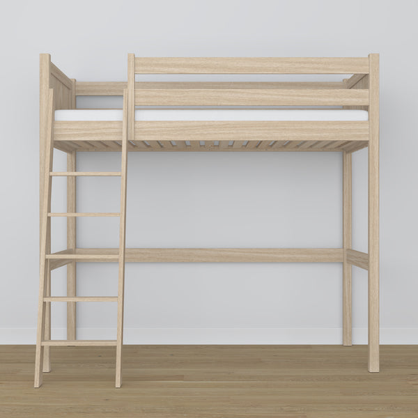 Loft bed bleached oak – oak ladder and safety rail, Nizio Home