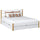 Wooden double bed with drawer N01 white / natural oak – overall view, solid wood