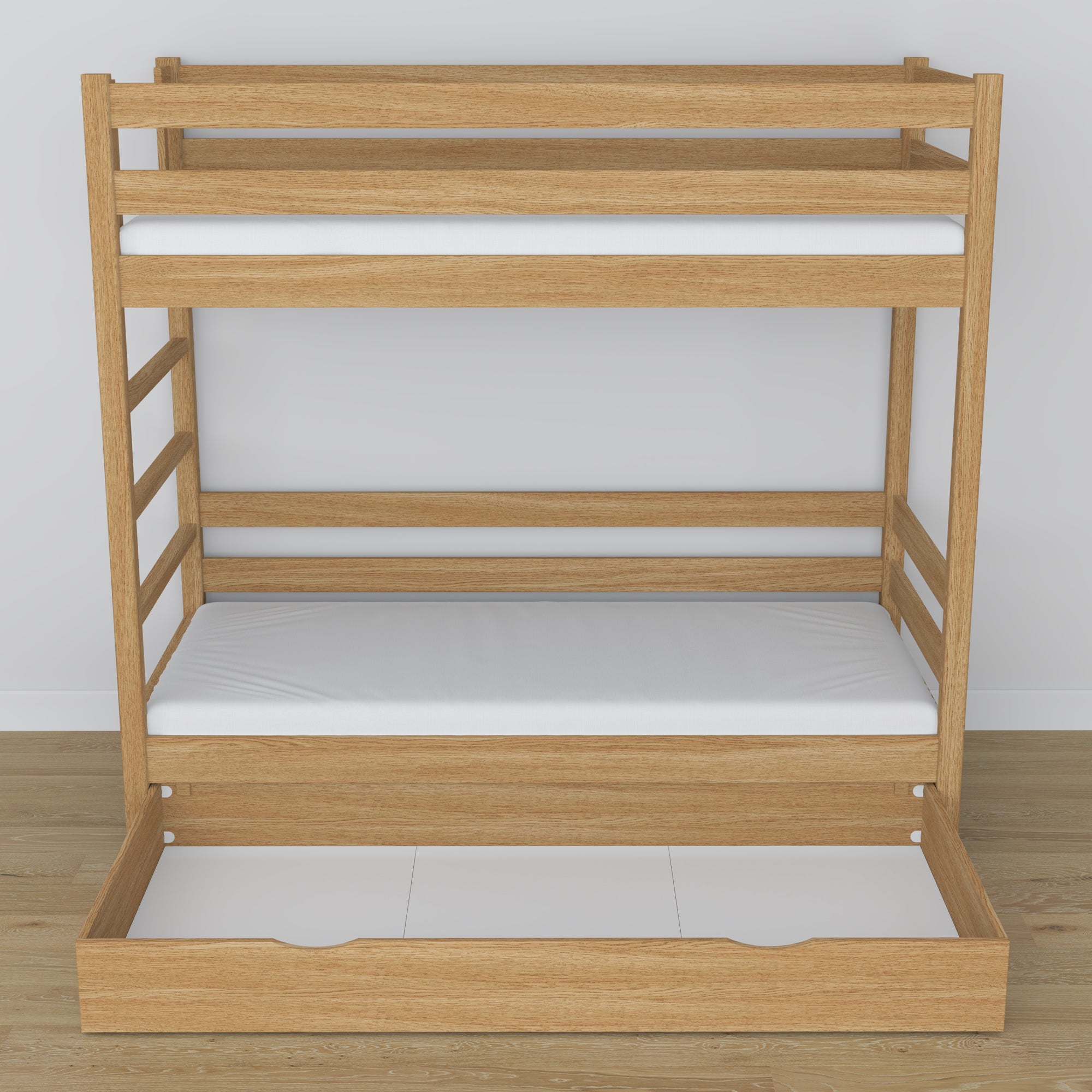 Oak Bunk Bed Natural Oak with Drawer – Dimensions and Diagram, Nizio