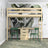 Loft bed clear pine with desk – study space under the sleeping area, wooden