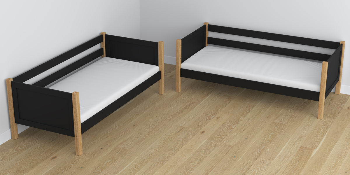 Black and Oak Wooden Bunk Bed – Side View, Nizio Home