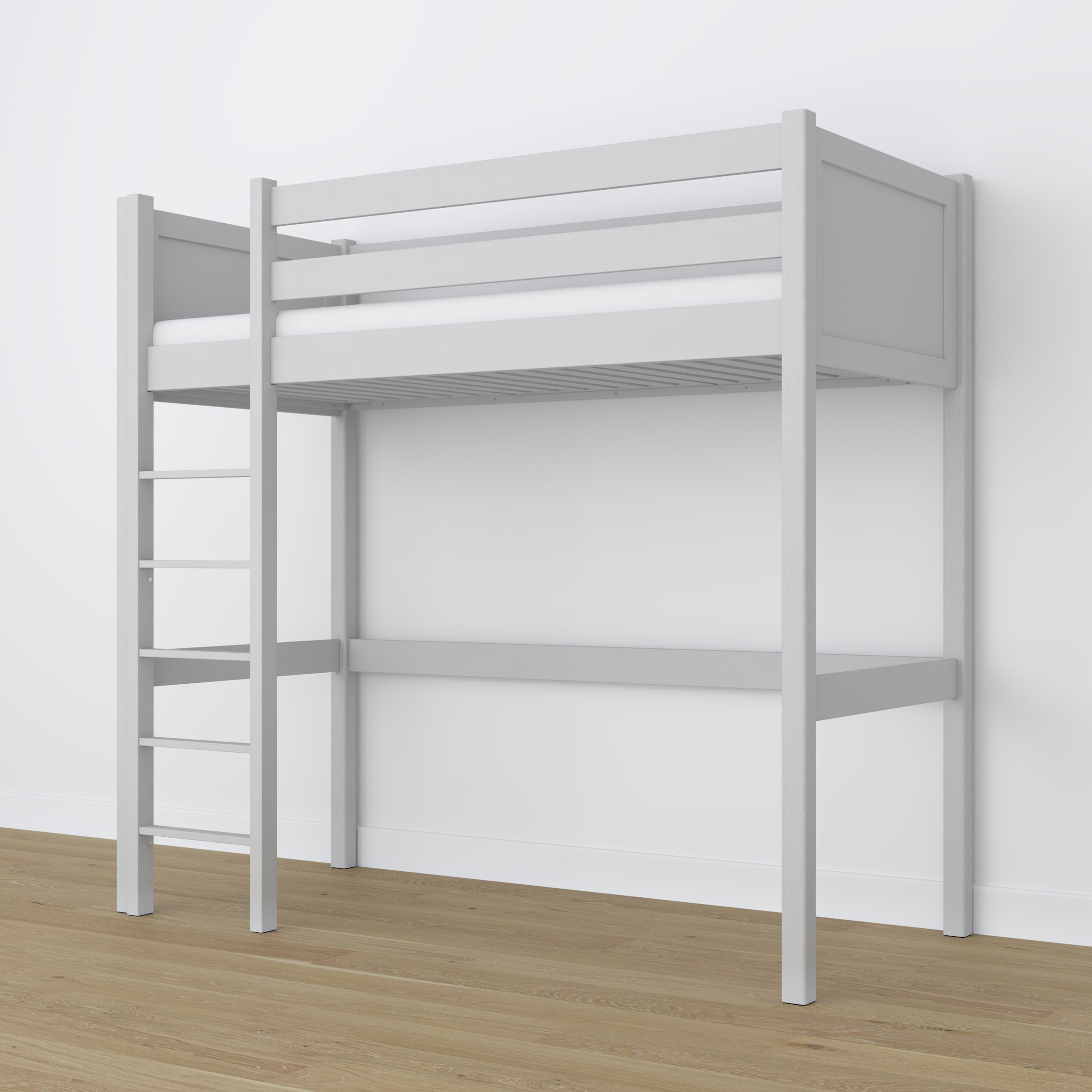 Grey Wooden Loft Bed – Free Space Under the Sleeping Area, Nizio