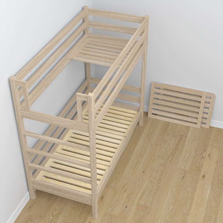Oak Bunk Bed Bleached Oak with Drawer – Scandi Children’s Room Arrangement