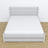Double bed with wooden drawer grey – angled view, scandi bedroom