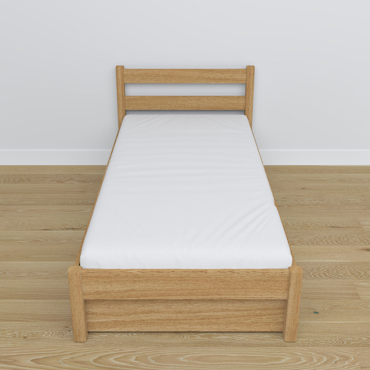 Natural Oak Bed with Drawer – Oak Runners and Details, Nizio