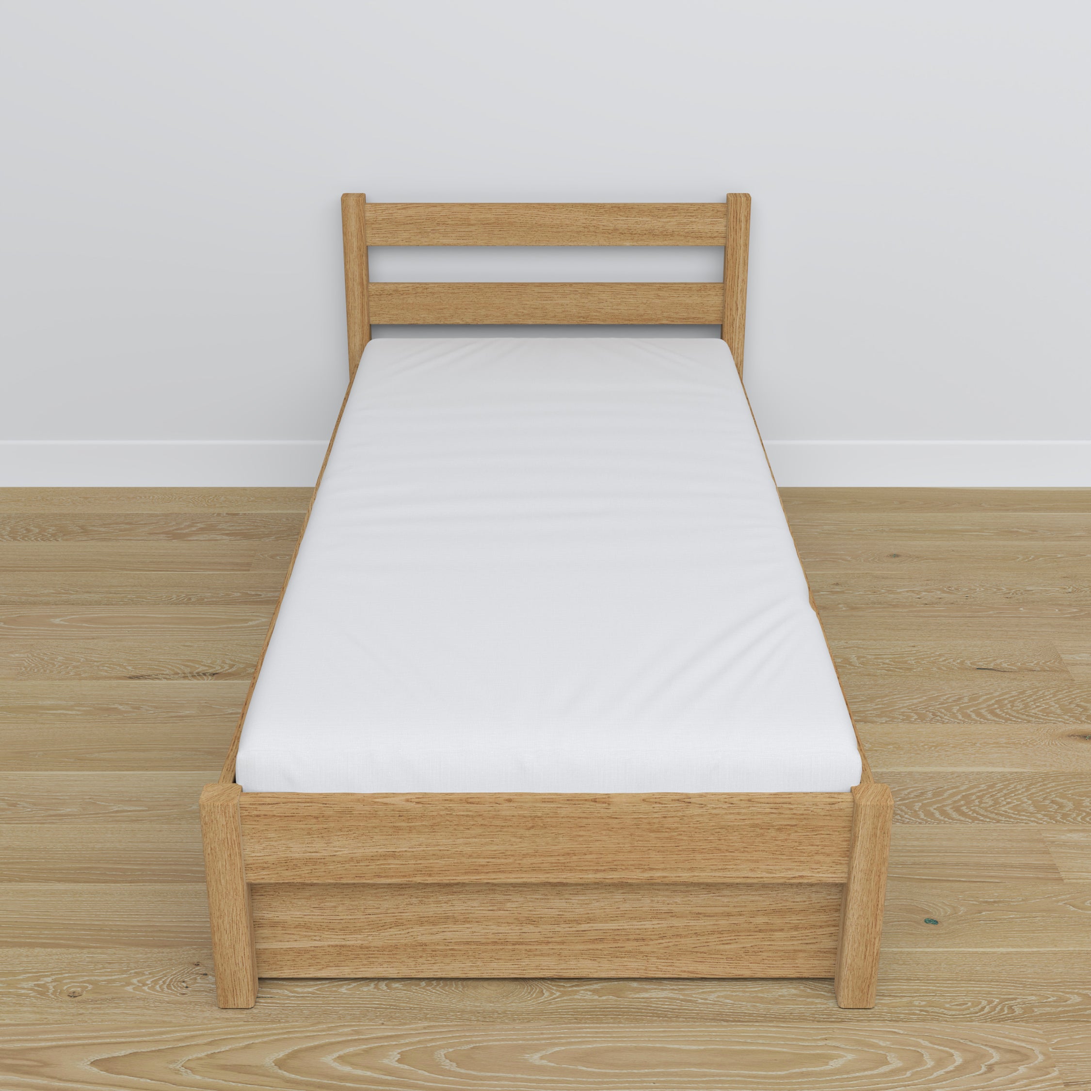 Natural Oak Bed with Drawer – Oak Runners and Details, Nizio