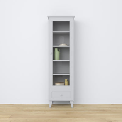 Display cabinet with drawer wooden grey 57 cm – living room, Scandinavian style Nizio