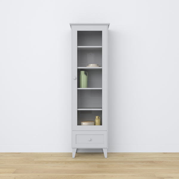 Display cabinet with drawer wooden grey 57 cm – living room, Scandinavian style Nizio