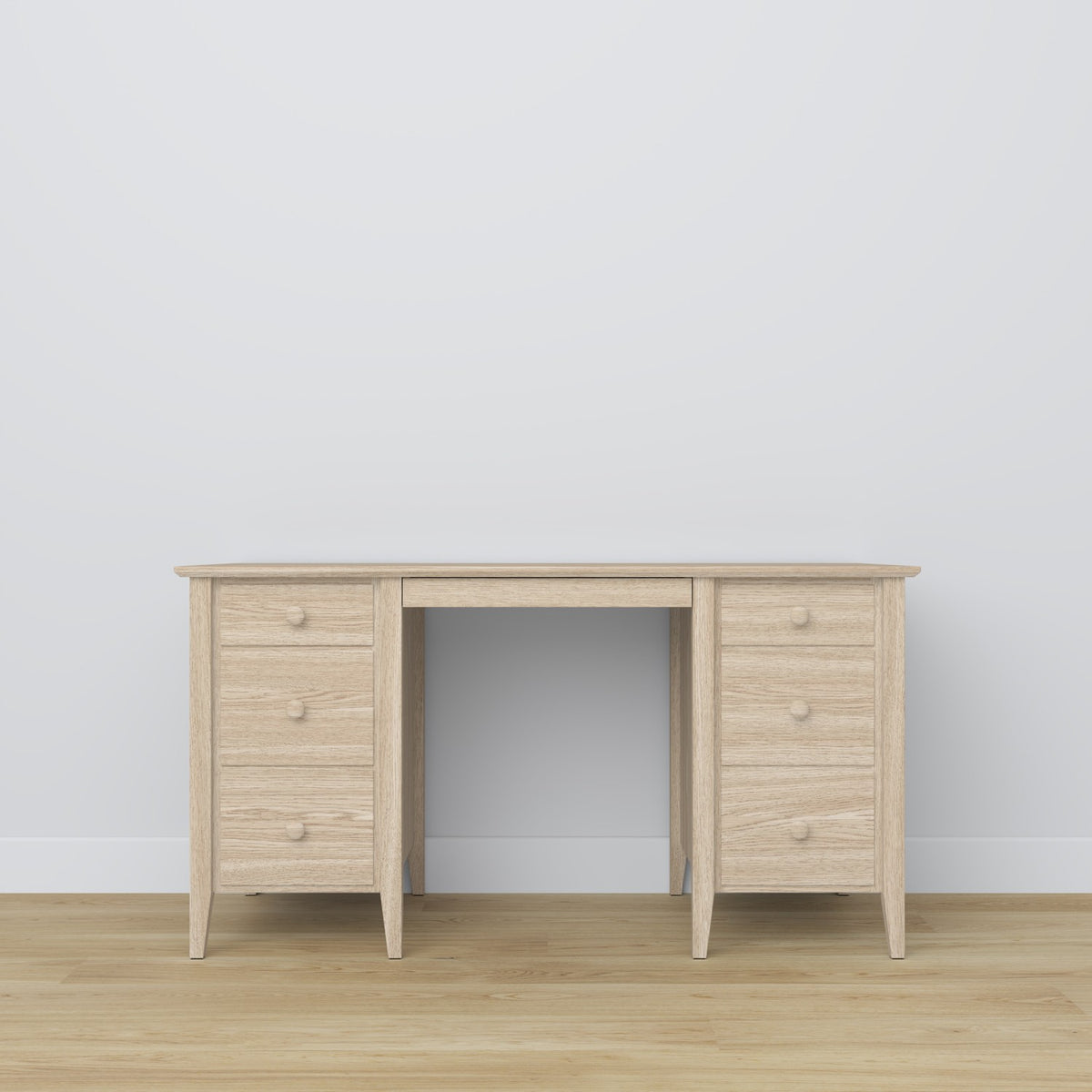 Desk 6S bleached oak wood – side view, tabletop depth