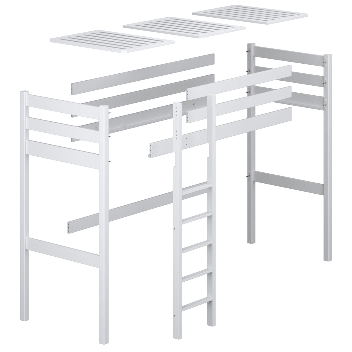 Loft bed natural oak oak – dimensions and diagram, Nizio