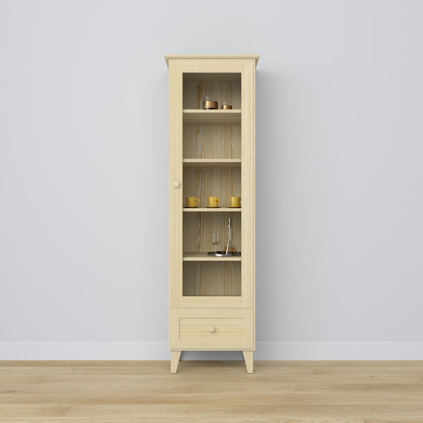 Display cabinet with drawer pine clear pine 57 cm – living room, Scandinavian style Nizio