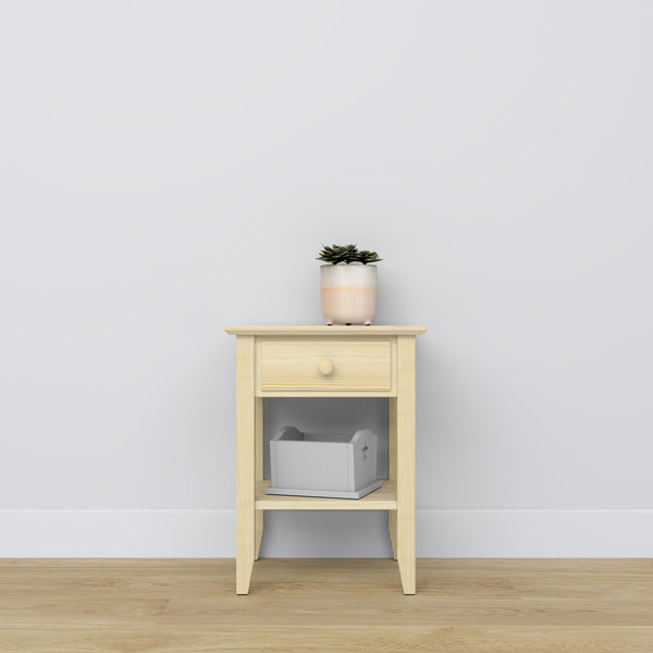 Bedside table with drawer N01 pine clear pine – bedroom, Scandinavian style