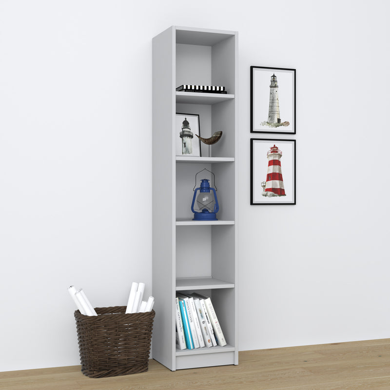 Bookcase wooden grey – living room and office, solid wood, Scandinavian style Nizio