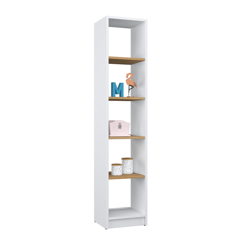 Bookcase wooden white-oak – living room and office, solid wood, Scandinavian style Nizio
