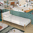Single wooden bed white-oak – side view, furniture proportions