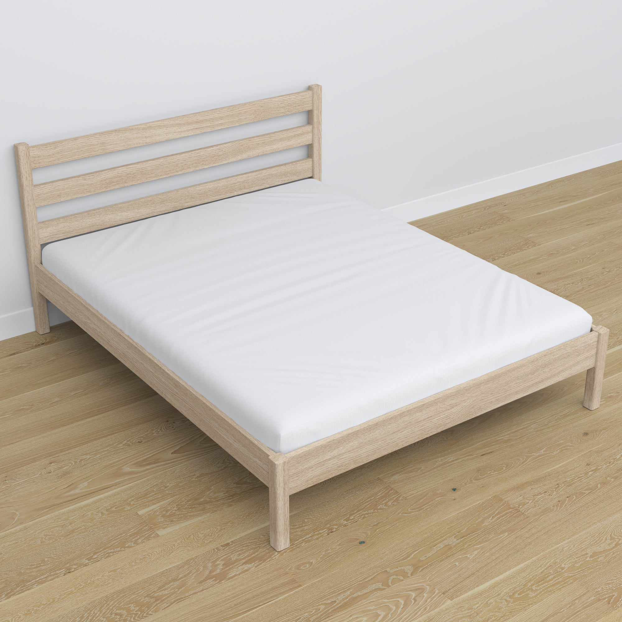 Double bed bleached oak – oak headboard, close-up of wood quality