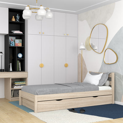 Single bed with drawer oak bleached oak – children’s room, scandi style