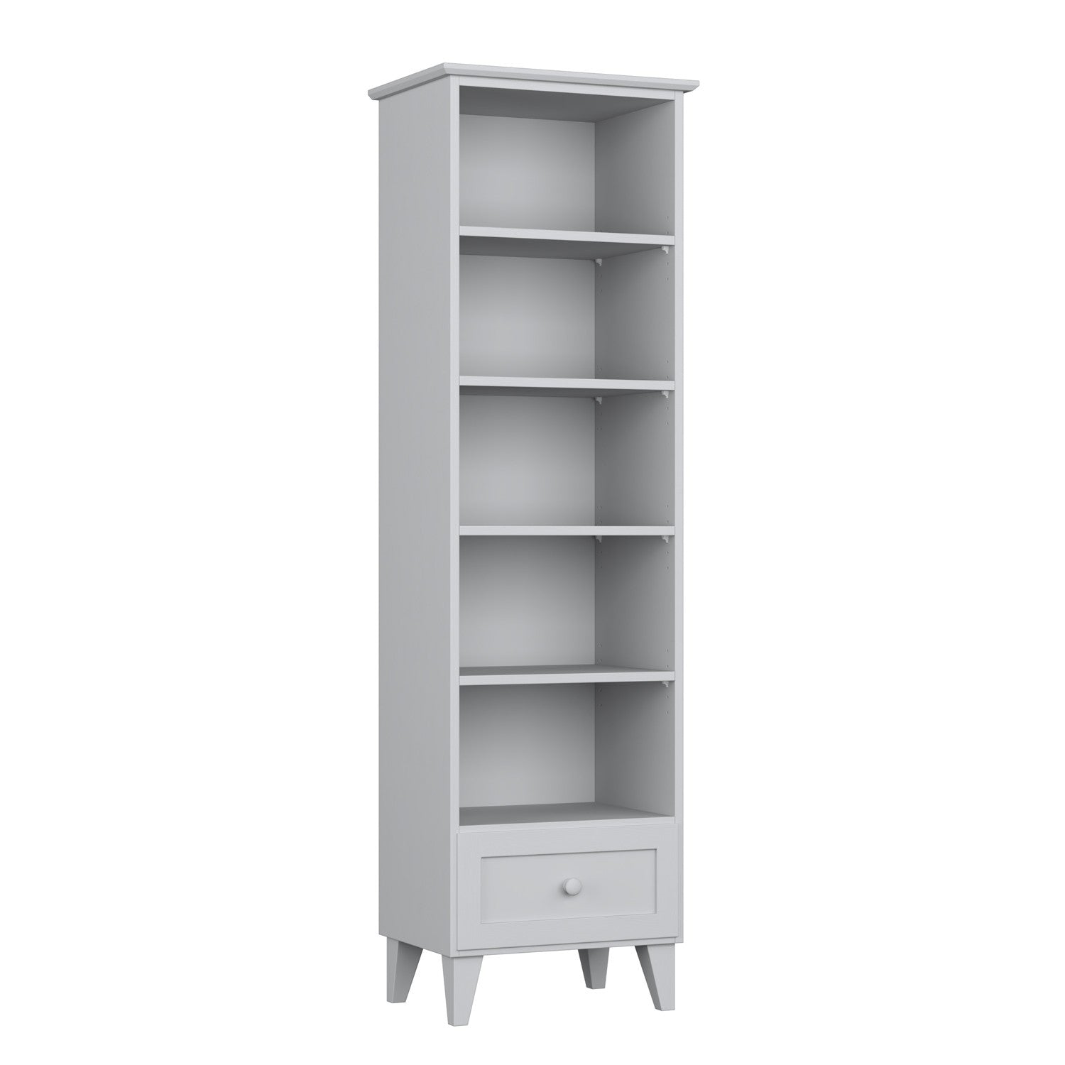 Bookcase 1S 57 grey made of wood – side view, depth and profile