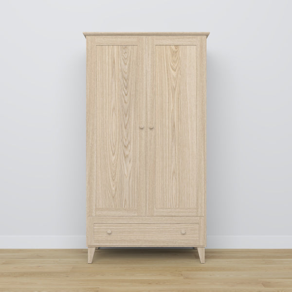 2-door wardrobe with drawer oak bleached oak – bedroom, Scandinavian style