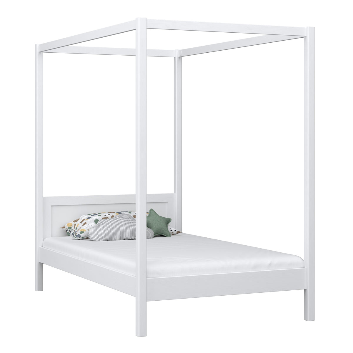 Single bed with canopy N02 wooden in custom RAL/NCS color – solid wood, Nizio