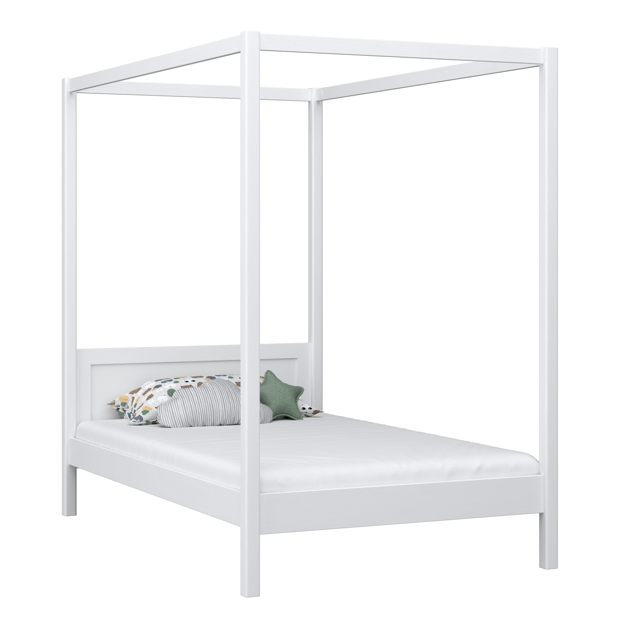 Single bed with canopy N02 wooden in custom RAL/NCS color – solid wood, Nizio