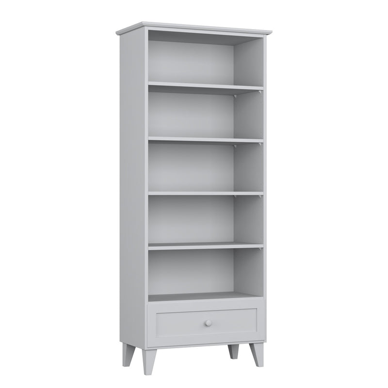Bookcase 1S 80 grey made of wood – side view, depth and profile