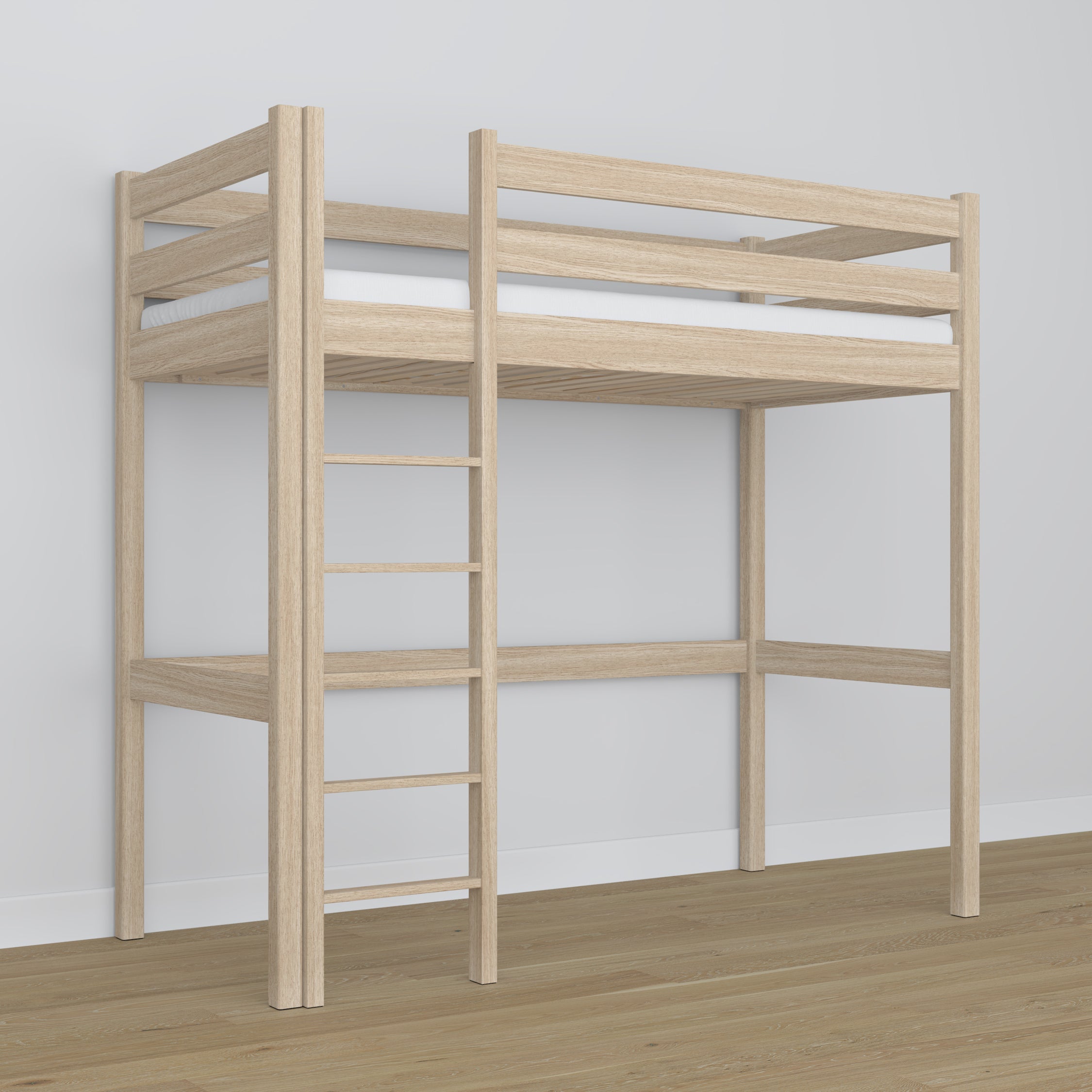 Loft bed bleached oak oak – dimensions and diagram, Nizio
