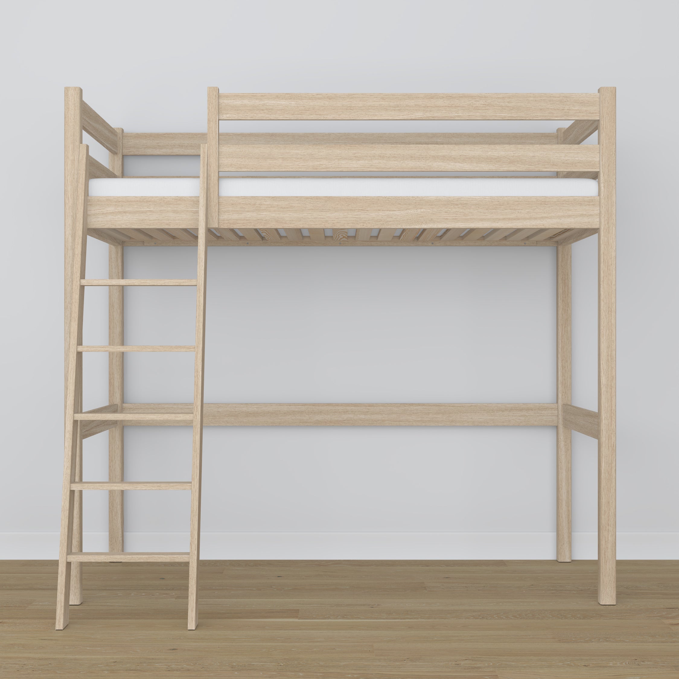 Loft bed bleached oak oak – top view of the sleeping area