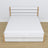 Double bed with wooden drawer white with oak – angled view, scandi bedroom