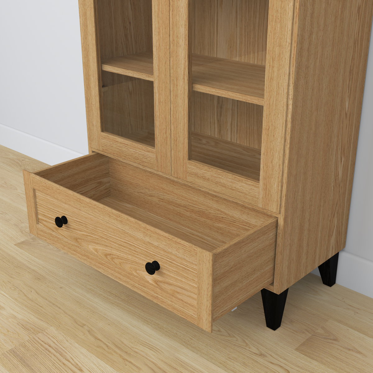 Oak display cabinet 1S 90 Scandi oak natural / black