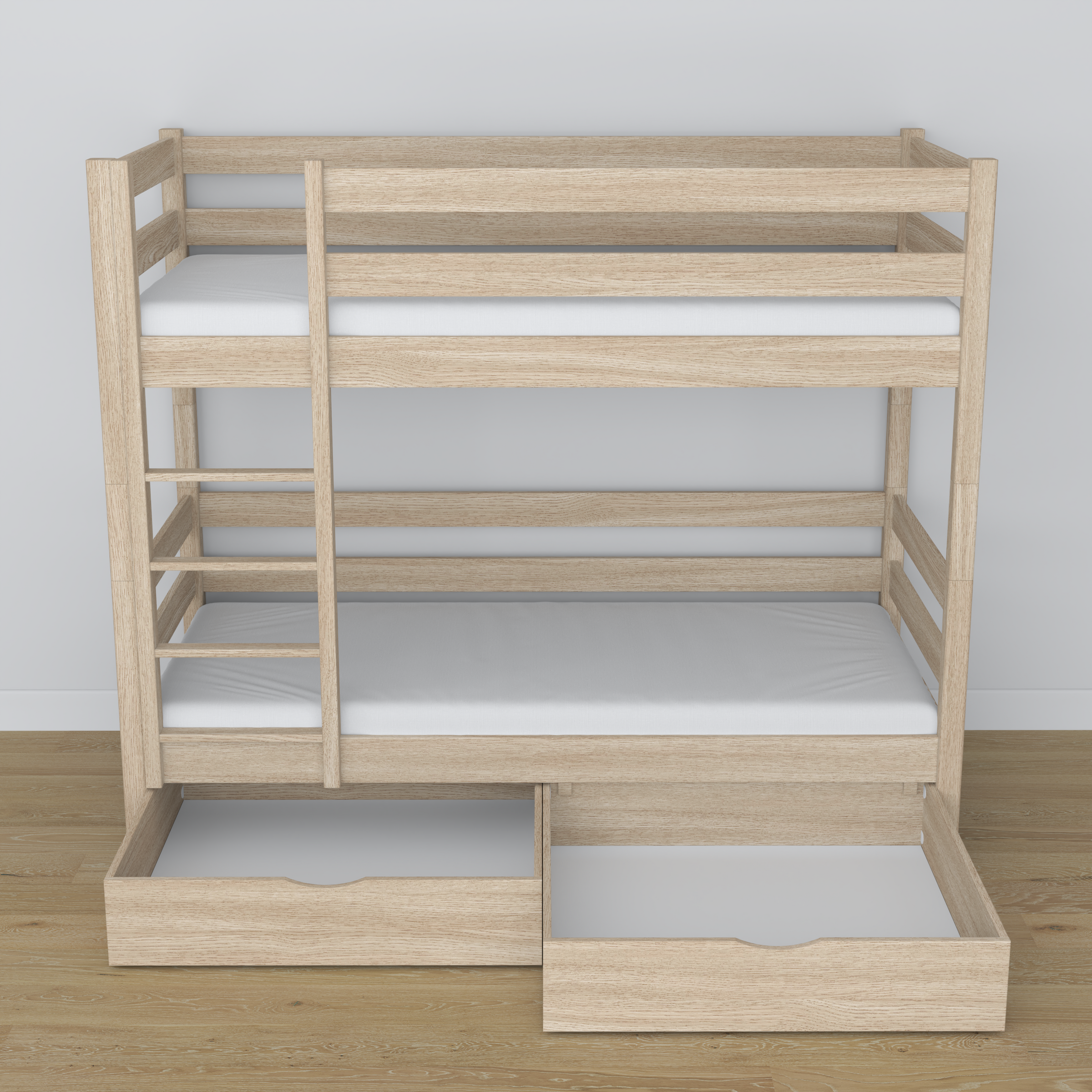 Oak Bunk Bed Bleached Oak with Drawer – Dimensions and Diagram, Nizio