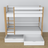White and Oak Bunk Bed – Wooden Slatted Frame, Side View