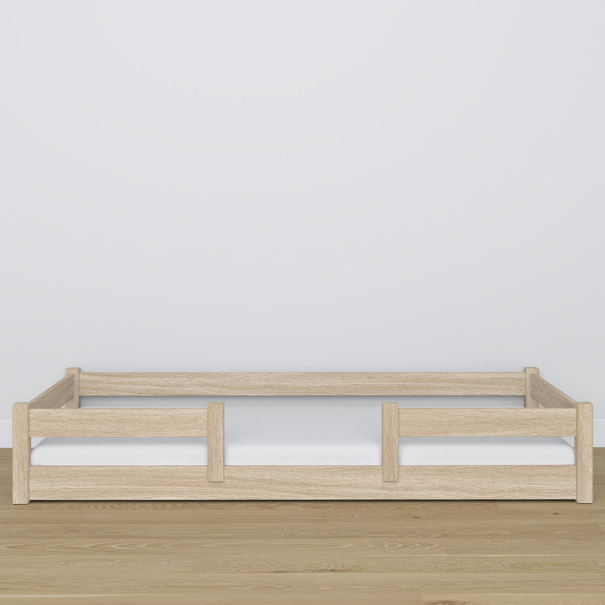 Low Bed Oak Bleached Oak – Angled View, Bedroom