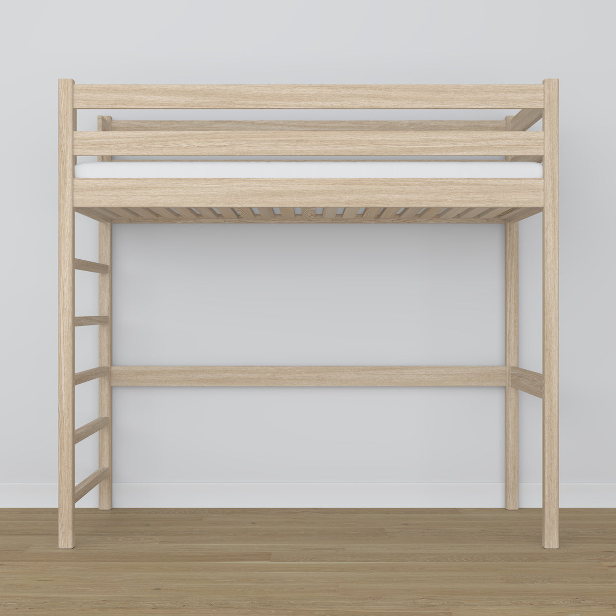 Loft bed bleached oak oak – top view of the sleeping area