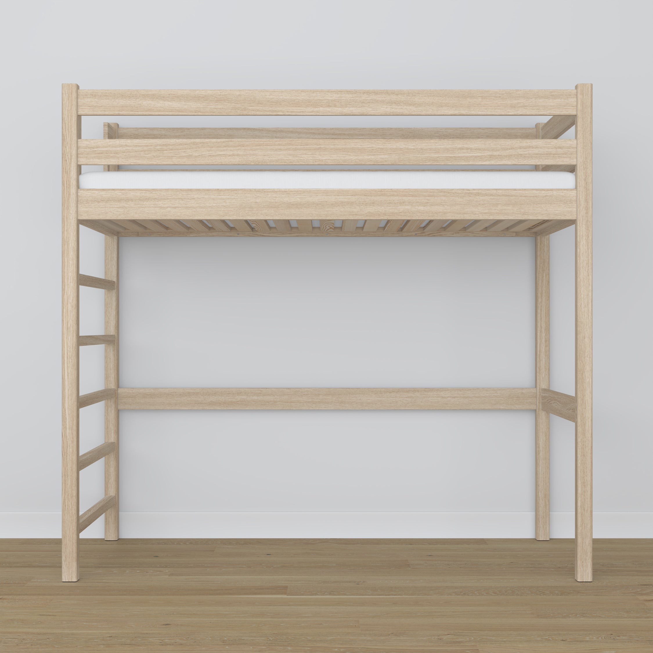 Loft bed bleached oak oak – top view of the sleeping area