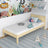 Single wooden bed clear pine – side view, furniture proportions