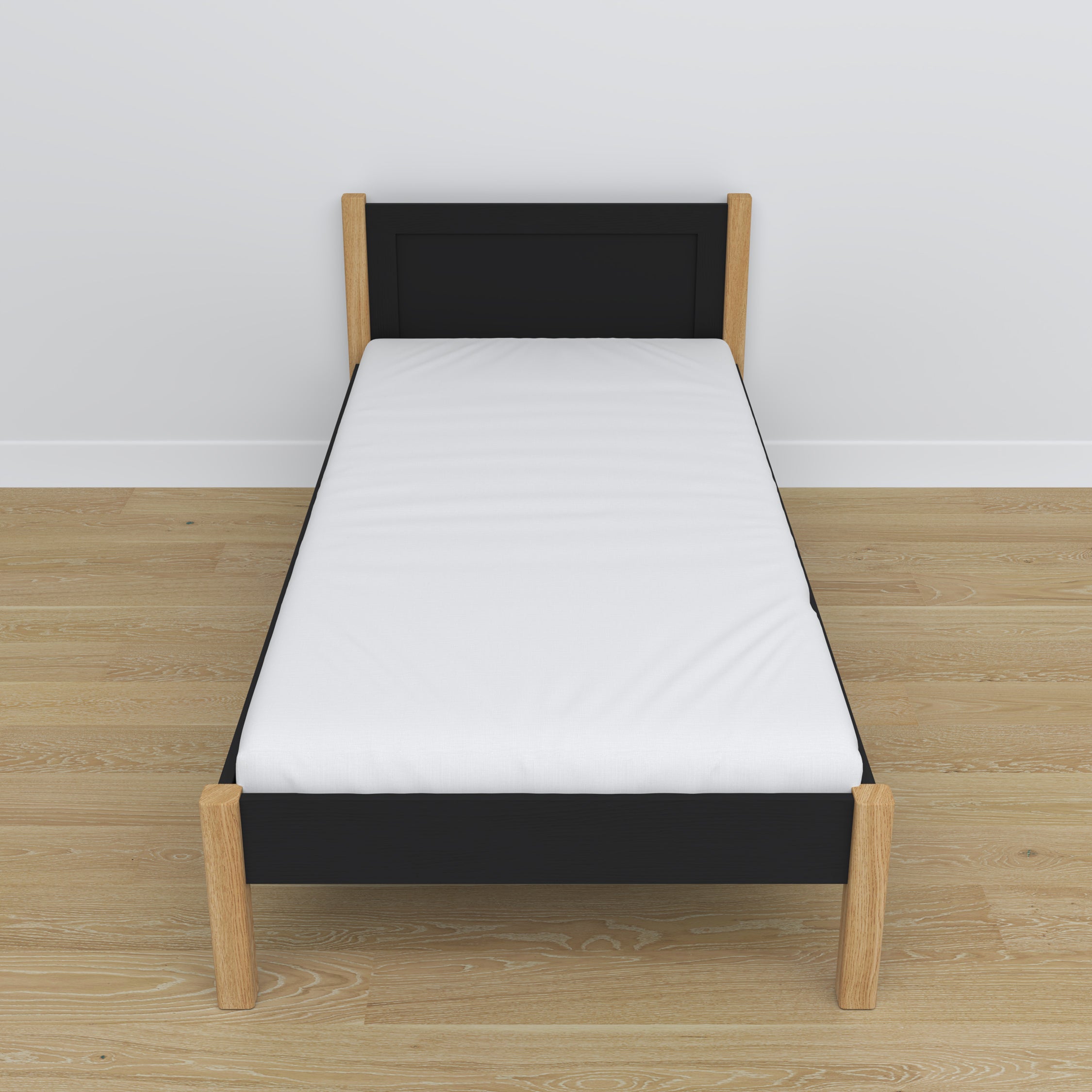 Black and Oak Wooden Bed – Dimensions and Diagram, Nizio Home