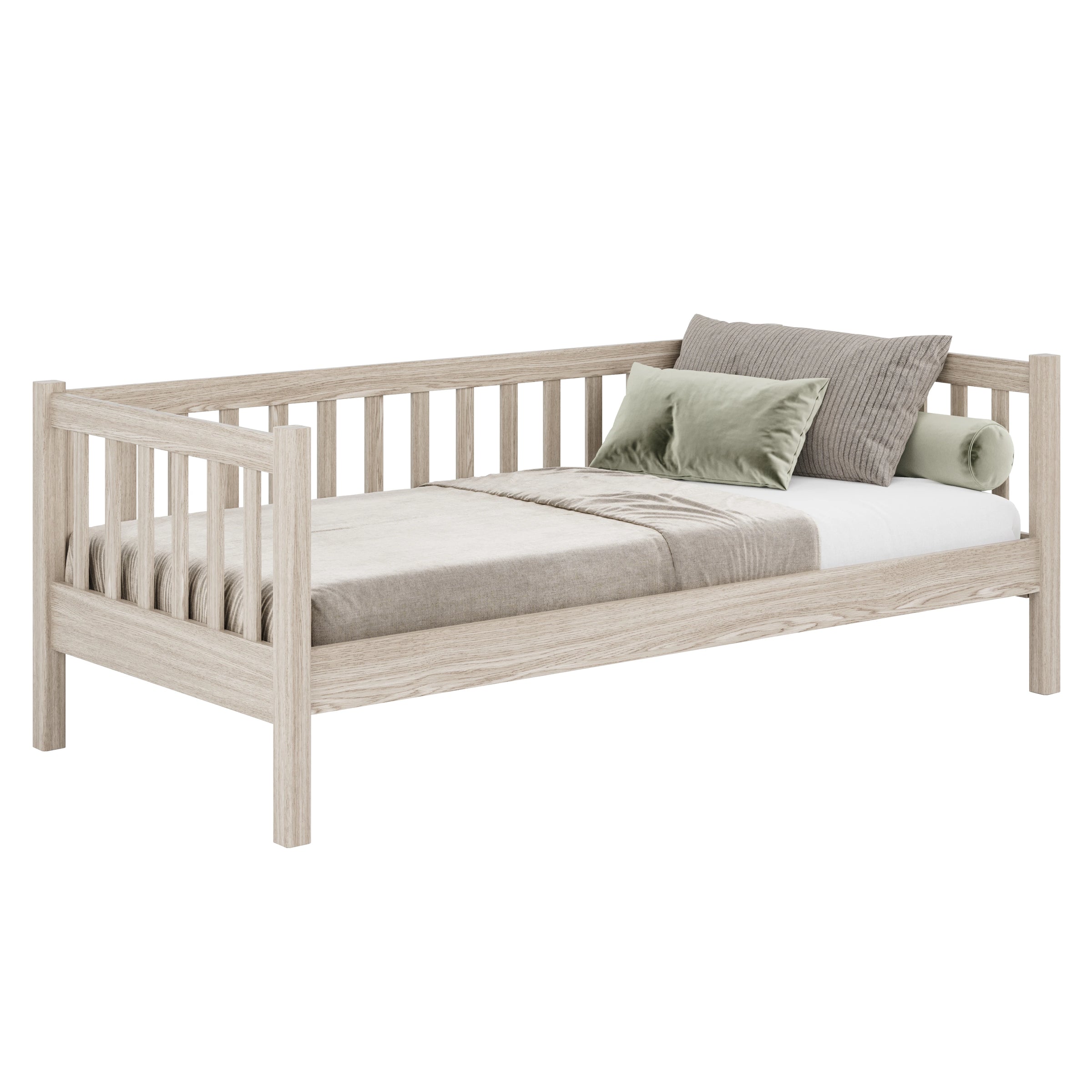 Sofa bed oak bleached oak – side view, shape and proportions of the furniture