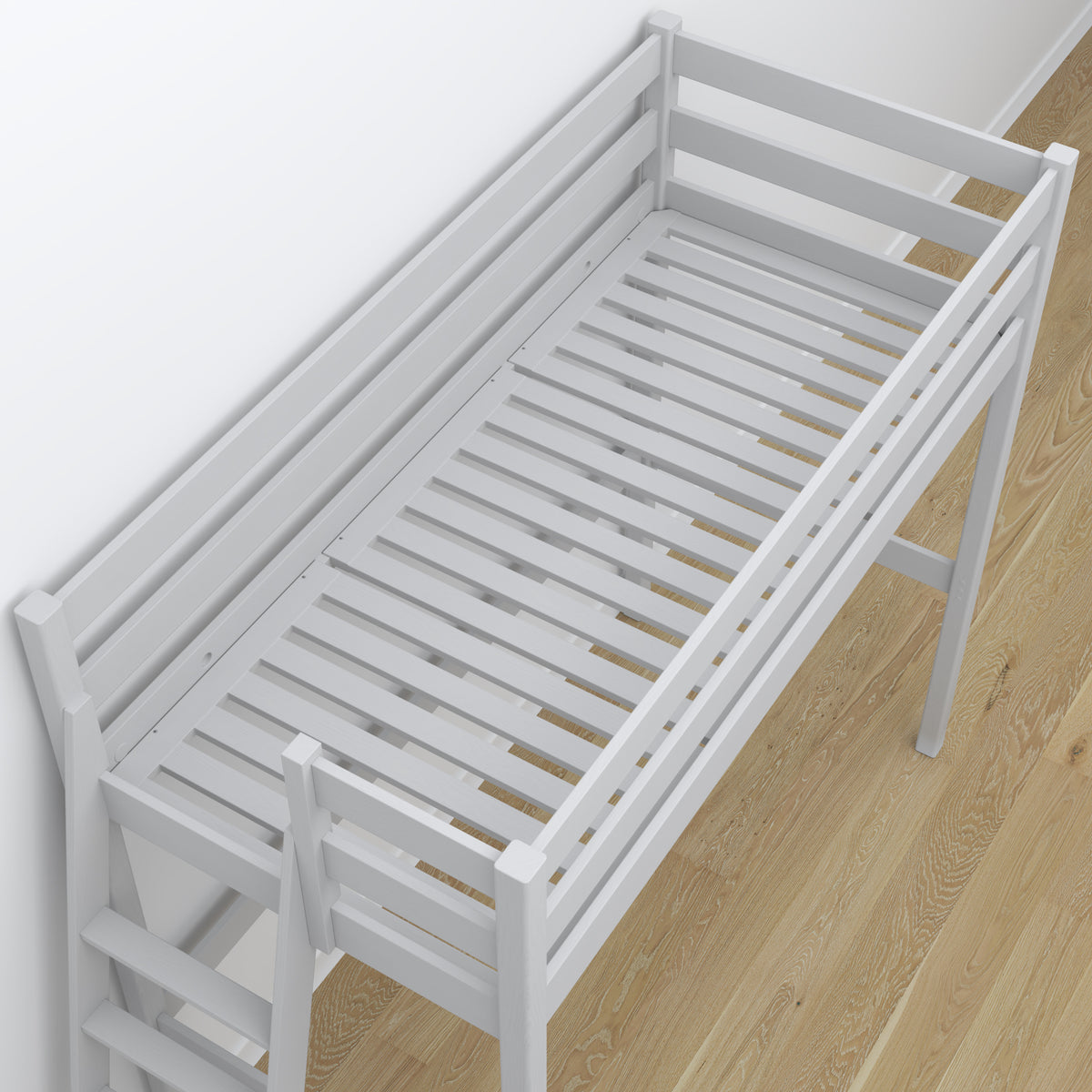 Grey Wooden Loft Bed – Ladder and Joint Details, Nizio Home