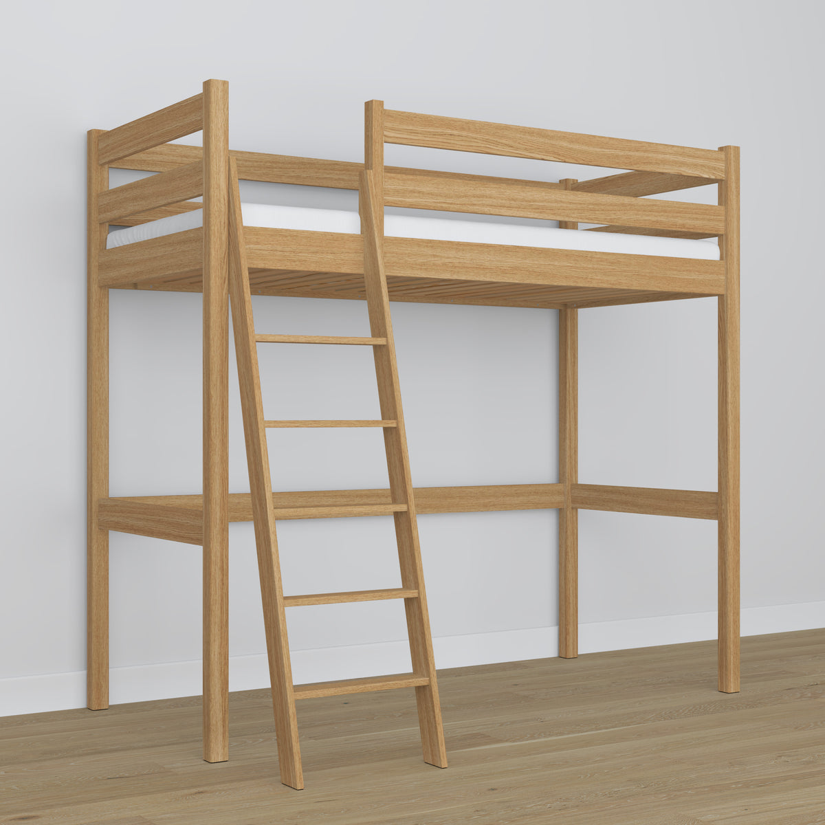 Loft bed natural oak oak – dimensions and diagram, Nizio