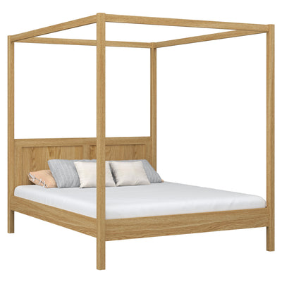 Oak double bed with canopy natural oak – bedroom, Scandinavian style
