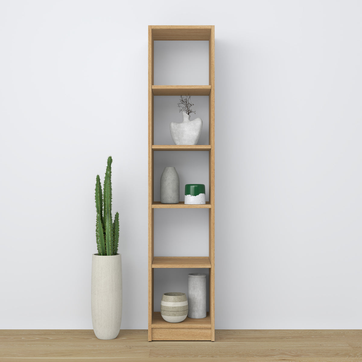 Bookcase oak natural oak – close-up of shelves and details, Nizio Home