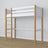 White and Oak Wooden Loft Bed – Slatted Frame, Side View