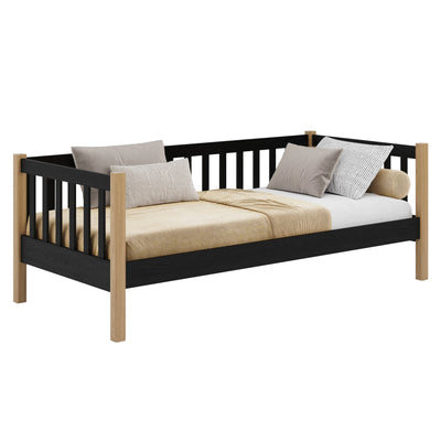 Sofa bed wooden black with oak – children’s room, Scandinavian style Nizio