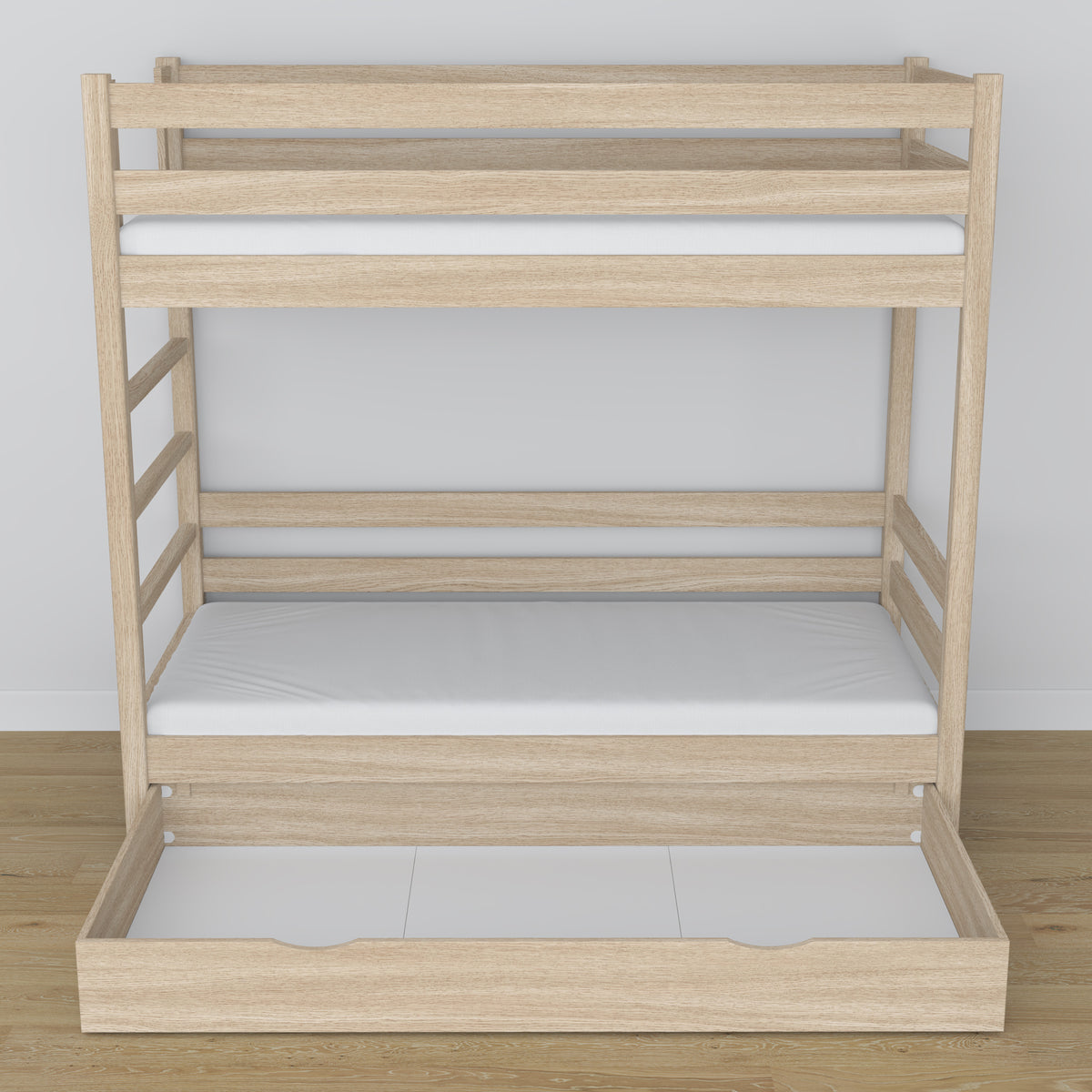 Oak Bunk Bed Bleached Oak with Drawer – Dimensions and Diagram, Nizio