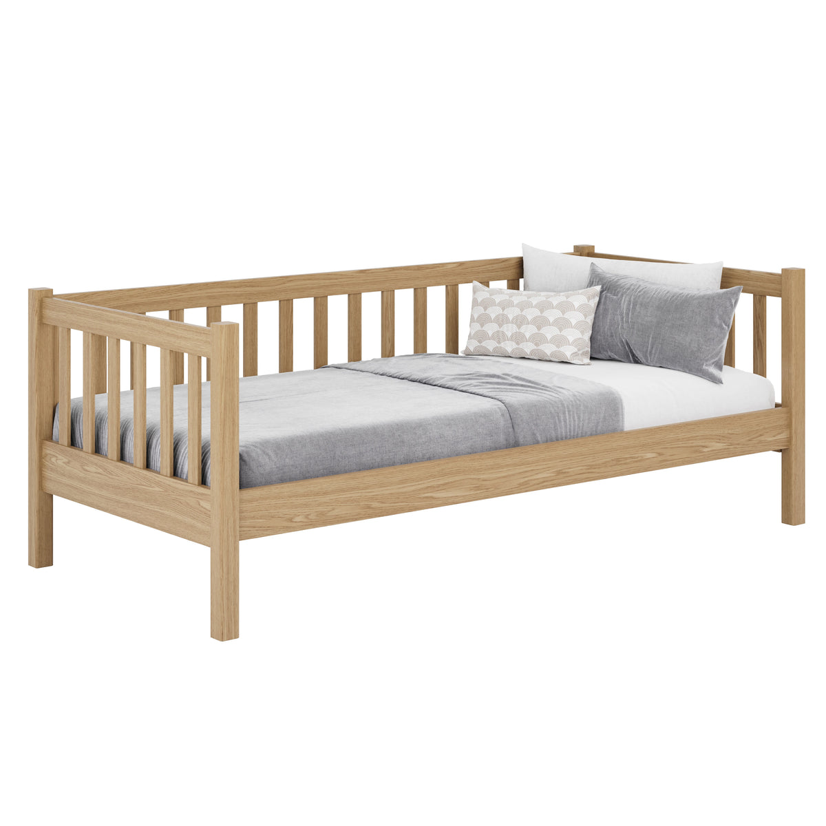 Sofa bed oak natural oak – side view, shape and proportions of the furniture