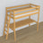 Loft bed natural pine wooden – top view of the sleeping area, Nizio