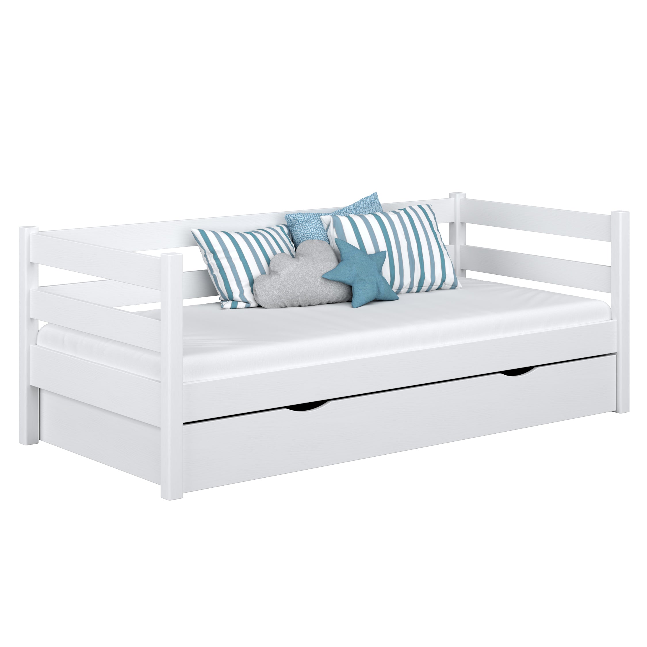 sofa bed with drawer N01 wooden in custom RAL/NCS colour – solid wood, Nizio