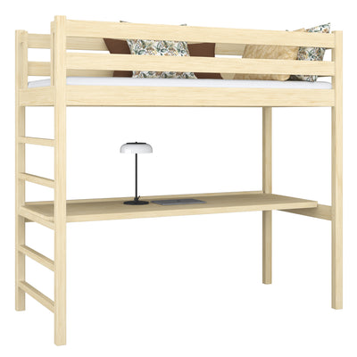 Clear Pine Wooden Loft Bed with Desk – Children’s Room, Scandi Nizio